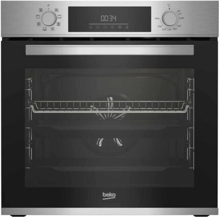 Beko BBIM12300X b300 Einbau-Backofen, 60 cm Backofen, 72 l Volumen, Dampfreinigung SteamShine, 8 Heizarten, AeroPerfect für gleichmäßiges Backen, Multifunktionsofen, Edelstahl