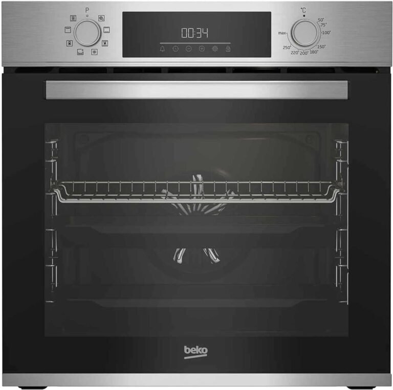Beko BBIM12300X b300 Einbau-Backofen, 60 cm Backofen, 72 l Volumen, Dampfreinigung SteamShine, 8 Heizarten, AeroPerfect für gleichmäßiges Backen, Multifunktionsofen, Edelstahl