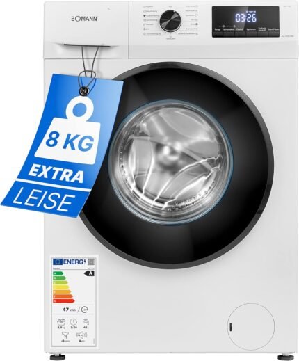 Bomann® Waschmaschine 8kg | max. 1400 U/min | 10 Jahre Motor-Garantie | robuster, leiser & langlebiger Invertermotor | 15 Waschprogramme | LED-Display | Washing Machine mit...