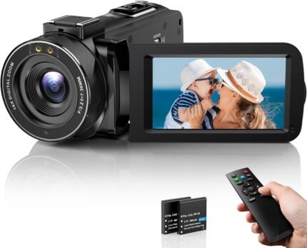 DPFIHRGO Videokamera Camcorder Full HD 1080P YouTube Camcorder 30FPS IR Nachtsicht Videokamera 3,0'' Drehbarer Bildschirm Vlogging Kamera 16X Zoom Digitalkamera mit...