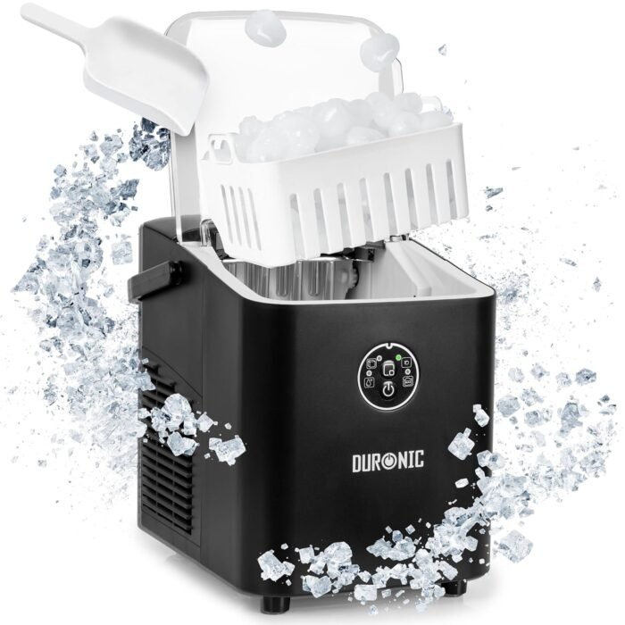 Duronic ICM12 BK Automatische Eiswürfelmaschine | 8 Eiswürfel in 6-8 min | 1 L Wassertank | Bis zu 12 kg pro 24 Stunden | Leiser Kompressor bis 54dB | Eismaschine 120W | 1 kg...