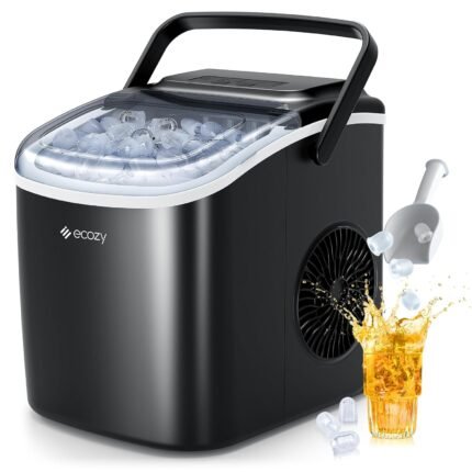 ecozy Eiswürfelmaschine, Eiswürfelmaschine Klein, Selbstreinigende Eiswürfelmaschinen, 2 Eiswürfel Größen Ice Cube Maker, 9 Würfel in 6 Minuten Fertig, 12 KG/24H...