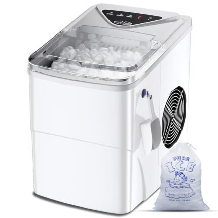 Eiswürfelmaschine, Ice Maker mit Selbstreinigungsfunktion,15kg/24h, 9 Eiswürfel in nur 6 Minuten. Gerauscharmem Betrieb, Ice Cube Maker, Eiswürfelbereiter für den Einsatz in...