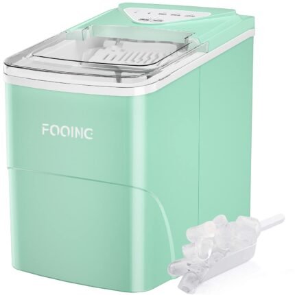 Eiswürfelmaschine Klare Eiswürfel, Selbstreinigende Eismaschine, 9 Würfel in 6 Minuten fertig, 15KG in 24 H, Tragbare Ice Maker Cube Maschine für Zuhause/Küche/Büro/Bar