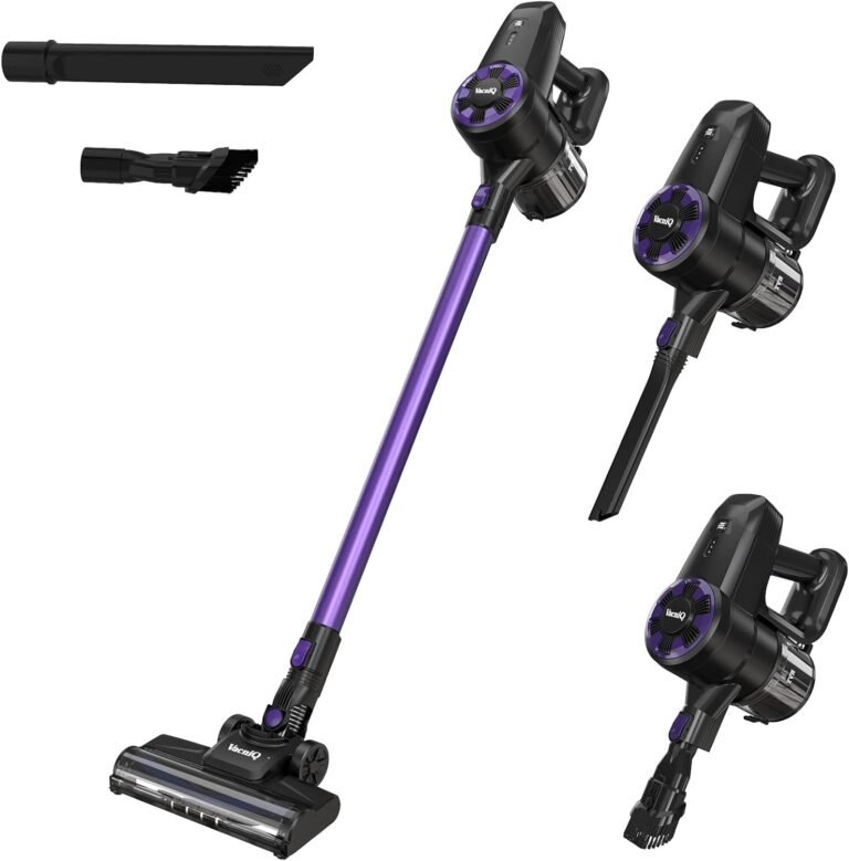 VacniQ Akku-Staubsauger,30Kpa Saugkraft, Kabellos, Faltbarer 250W Staubsauger für Tierhaare, Teppiche und Hartböden, Lange Akku-Laufzeit, Leichtgewicht, Einhandbedienung...